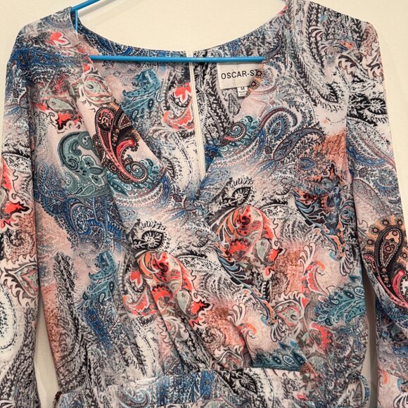 Paisley romper - blue orange and white. - Picture 6 of 9